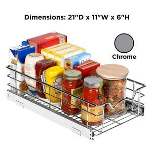 Hold N’ Storage Pull Out Cabinet Drawer Organizer, Heavy Duty 11”W x 21”D
